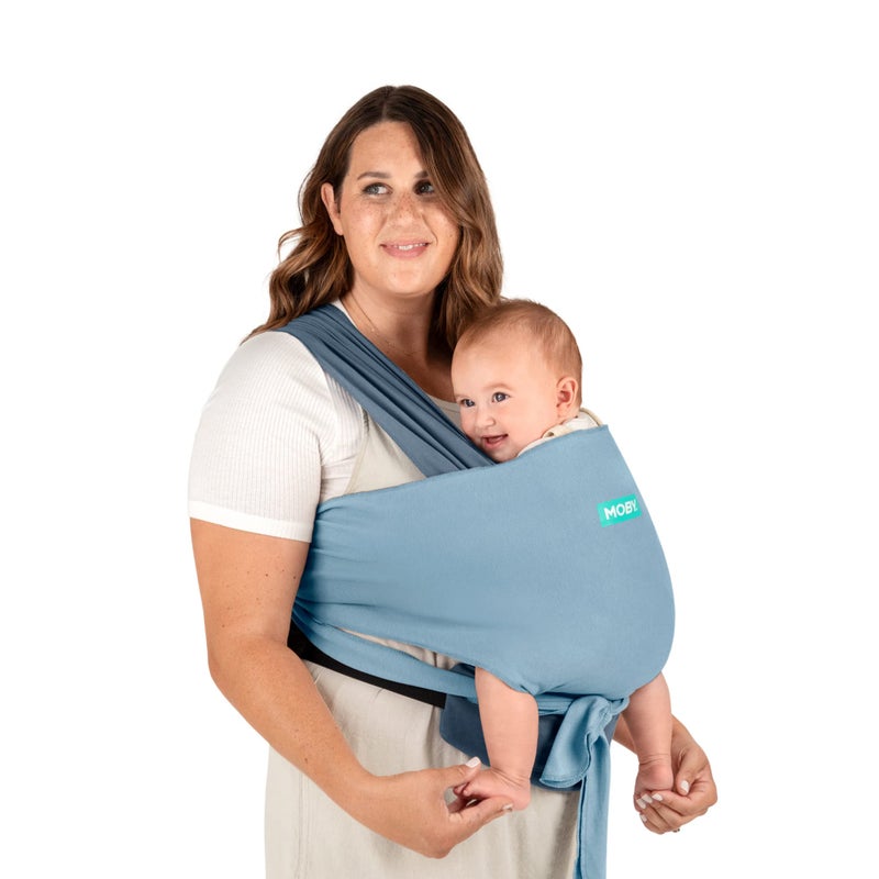 Moby Baby Wrap Carrier EasyWrap for Newborns to Toddlers 833lbs Infant Sling Carrier Lightweight Hands Free Design for Mom and Dad Adjustable for All Body Types Sea Spray Blue