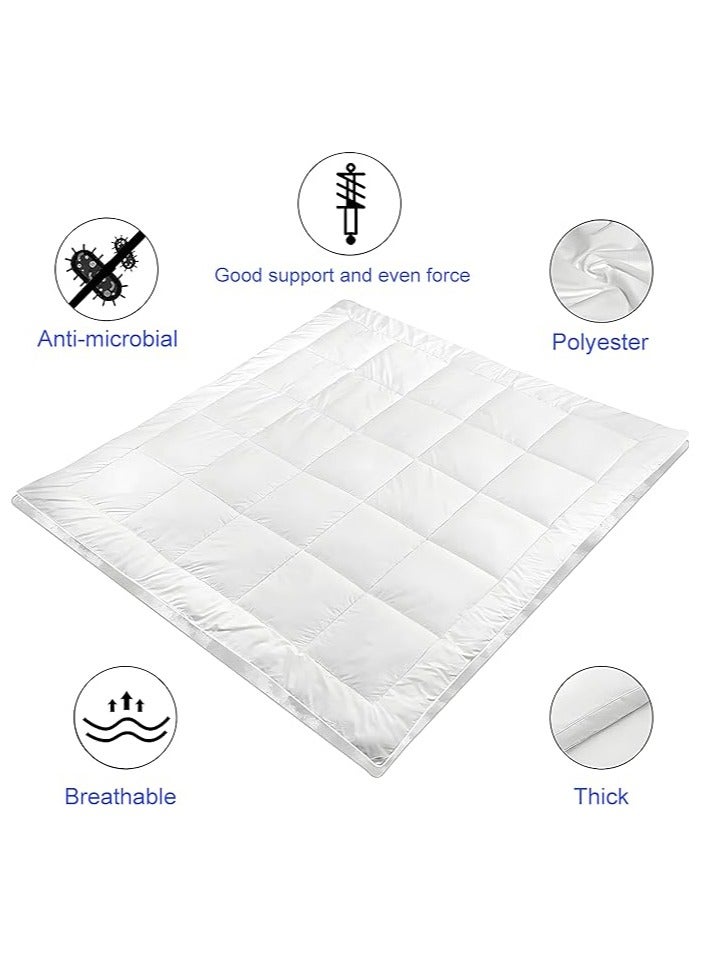 COMFY COTTON WHITE HOTEL QUALITY FIBER FILLED 180 X 200 X 10 CM MATTRESS TOPPER WITH BLACK PIPING - Image 2