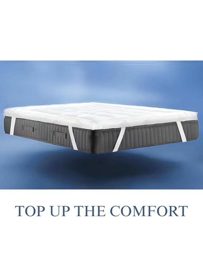 COMFY COTTON WHITE HOTEL QUALITY FIBER FILLED 180 X 200 X 10 CM MATTRESS TOPPER WITH BLACK PIPING - Image 5