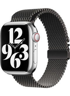 ZORE Apple Watch 7 45MM KRD-121 Metal Mesh Strap-Black  - Image 1