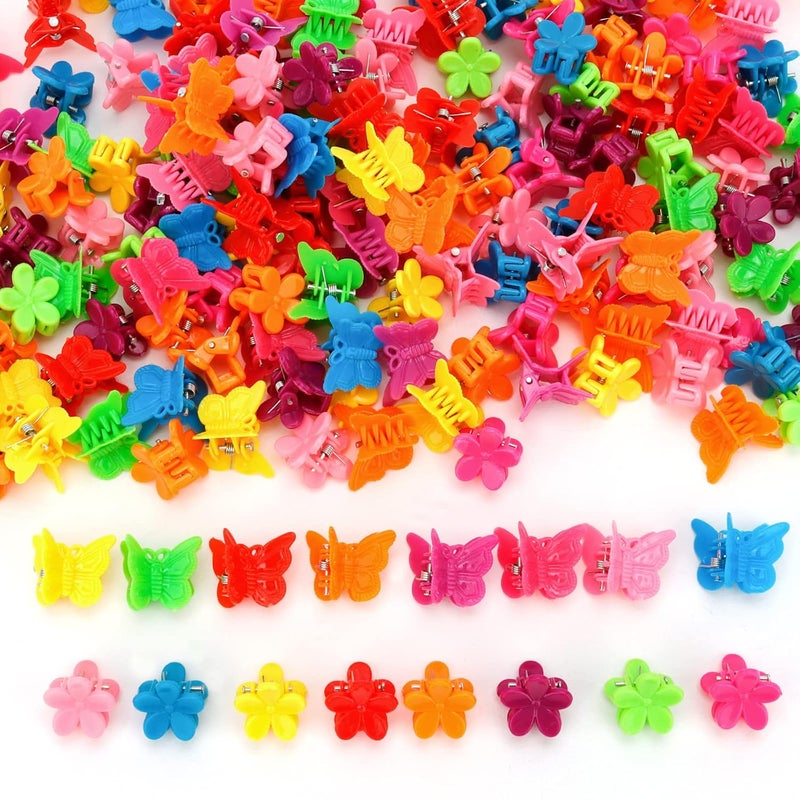 YISSION 200 Pcs Mini Hair Clips Flower Hair Clip Butterfly Hair Clips Small Claw Clips for Hair 90s Hair Accessories for Girls Women School Party Gifts Assorted Color