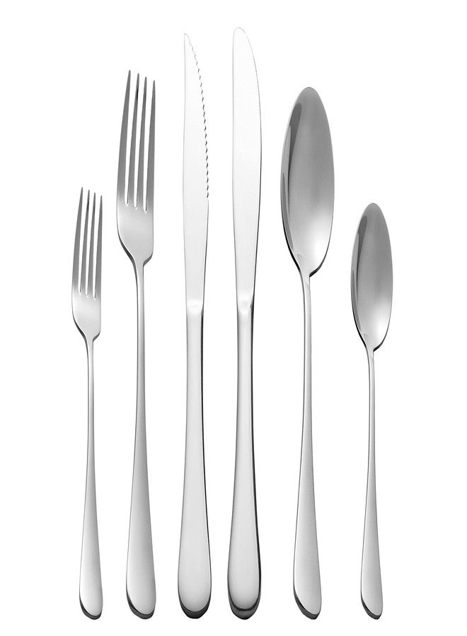 Selafun 24 Piece Silver Flatware Set.Stainless Steel Silverware Set.Titanium Plating Tableware Cutlery Set. Utensil Set for Kitchens. Dishwasher Safe(Service for 4) - Image 1