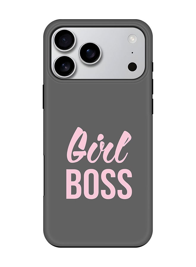 Stylizedd Tough Pro Magnetic Case for iPhone 17 Pro Max, Dual Layer hybrid PC + TPU Mobile Cover Matte - Girl Boss (Grey)