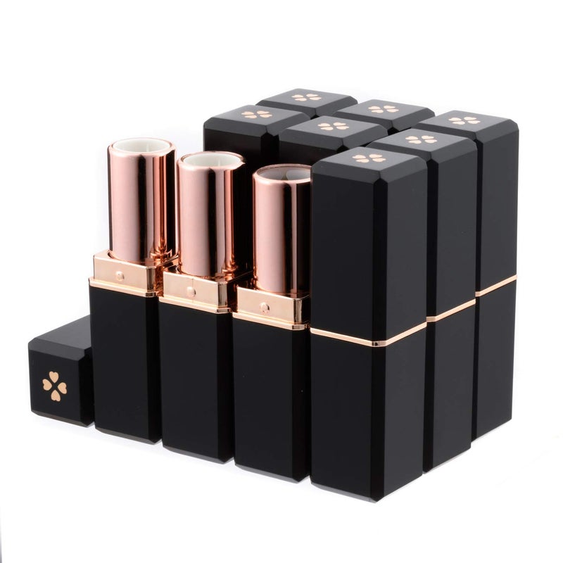 Allwon 10Pcs Black Empty Lipstick Tubes DIY Lip Balm Container (Square Tube) - Image 1