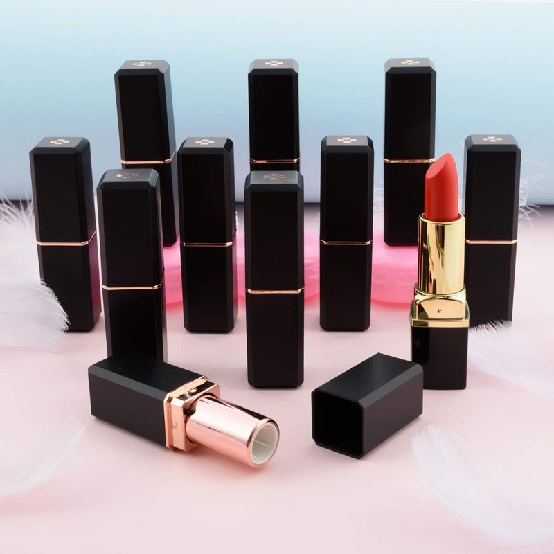 Allwon 10Pcs Black Empty Lipstick Tubes DIY Lip Balm Container (Square Tube) - Image 3