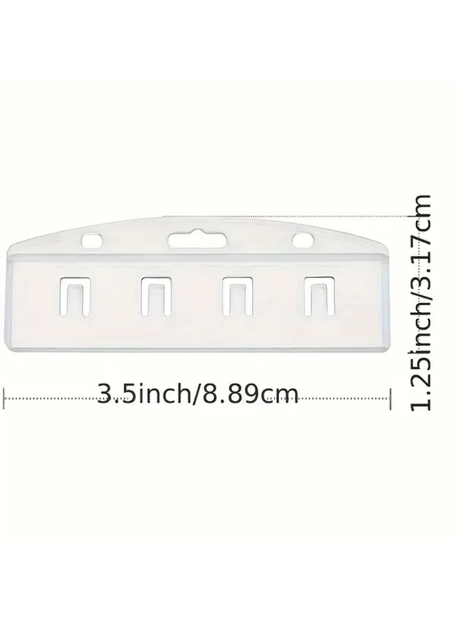 10pcs Clear Plastic Vertical Half Card Holders with Movable Gripper Durable ID Case - Image 2