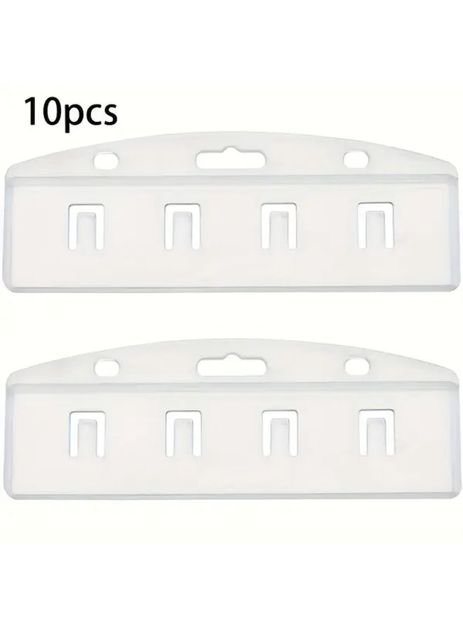 10pcs Clear Plastic Vertical Half Card Holders with Movable Gripper Durable ID Case - Image 1
