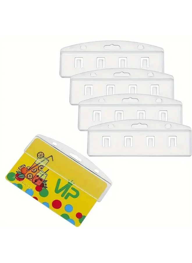 10pcs Clear Plastic Vertical Half Card Holders with Movable Gripper Durable ID Case - Image 4