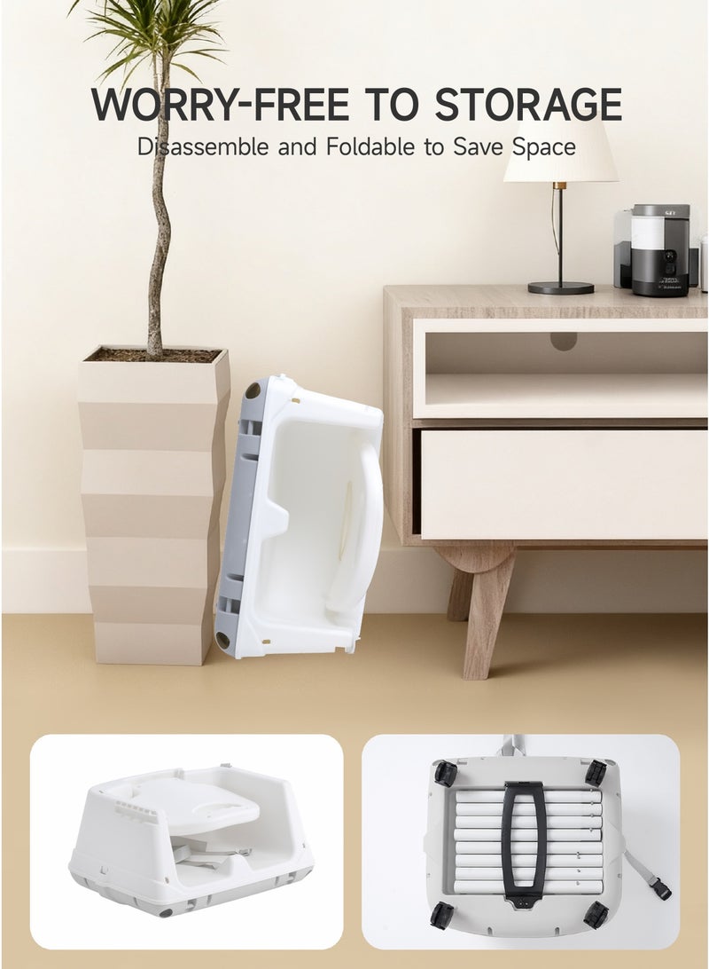 AL-WAHA AL-ZHABIA 4-in-1 Multi-Function Baby High Chair with Adjustable Height and Footrest | Double-Layer Food Tray, 360° Wheels & Safety Belt | Infant Feeding Chair for Babies 6 Months to 3 Years (Gray) - Image 3