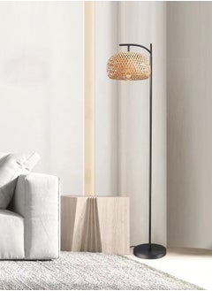fashionhome Classic Design Rattan Handwoven Lamp Shade Tall Standing Floor Lamp with Foot Switch Industrial Wicker Floor Lamp for Bedroom Living Room Home Office Decoration  - Image 2