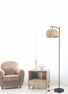 fashionhome Classic Design Rattan Handwoven Lamp Shade Tall Standing Floor Lamp with Foot Switch Industrial Wicker Floor Lamp for Bedroom Living Room Home Office Decoration  - Image 4