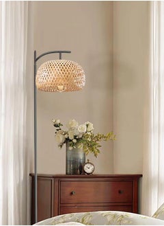 fashionhome Classic Design Rattan Handwoven Lamp Shade Tall Standing Floor Lamp with Foot Switch Industrial Wicker Floor Lamp for Bedroom Living Room Home Office Decoration  - Image 5