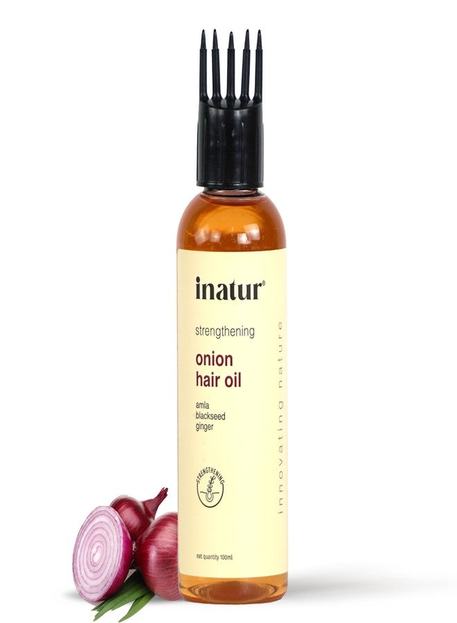 إناتور زيت البصل من إيناتور | لنمو الشعر، يقوي الجذور، يقلل تساقط الشعر والقشرة | مع حبة البركة والزنجبيل والسمسم والمانجيستا | خالٍ من السيليكون، غير دهني | طبيعي لجميع أنواع الشعر | 100 مل - Image 1