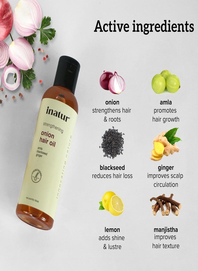 إناتور زيت البصل من إيناتور | لنمو الشعر، يقوي الجذور، يقلل تساقط الشعر والقشرة | مع حبة البركة والزنجبيل والسمسم والمانجيستا | خالٍ من السيليكون، غير دهني | طبيعي لجميع أنواع الشعر | 100 مل - Image 2