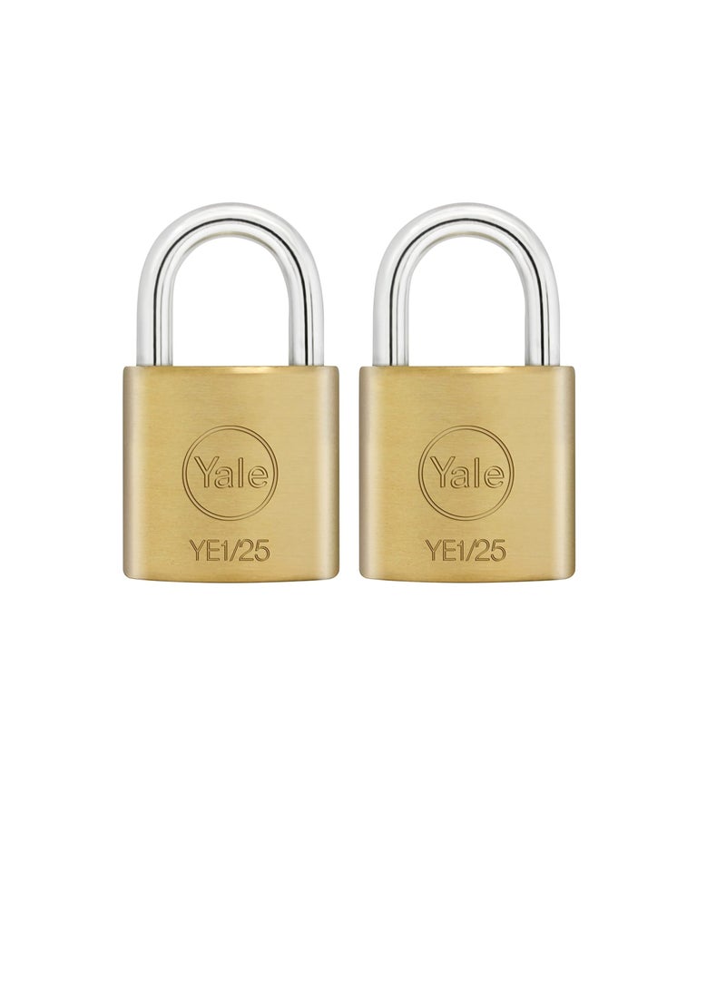 ييل Yale YE1 / 25/113/2 قفل نحاسي ، 25 مم ، عبوة من قطعتين ، مناسبة لخزائن الصالة الرياضية والأمتعة - Image 3