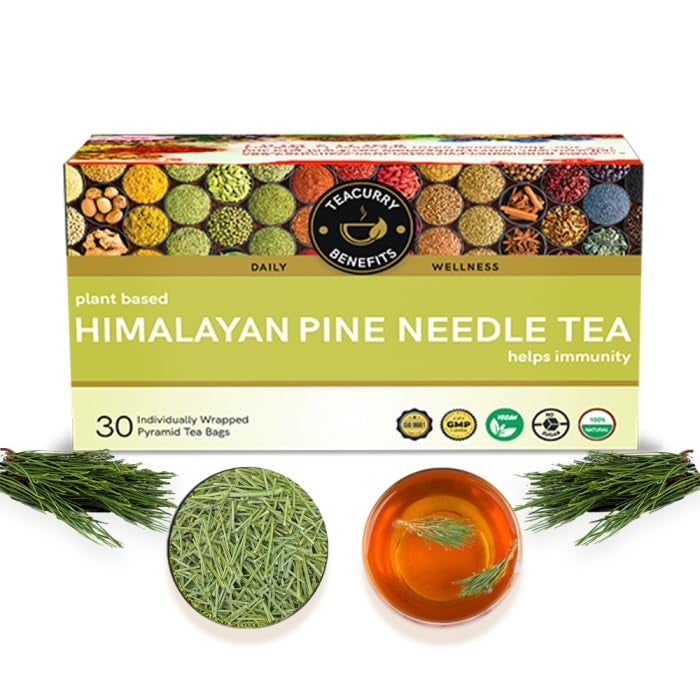 TEACURRY Himalayan Pine Tea (30 Bags |1 Month Pack) - Helps with Hair, Skin and Eyes Wellness | 100% Pine Needle - Image 1