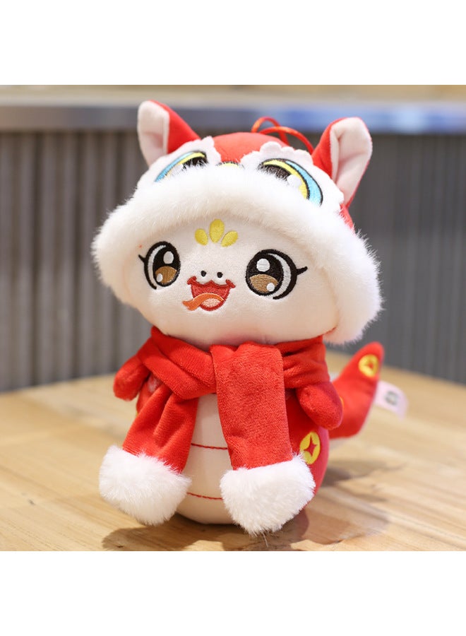 Cartoon Year Gift Zodiac Event Mascot Doll Snake Doll Plush Toy Year Snake-Specification:25cm +year Of The Snake Gift Bag-Colour:Red Scarf 【white Face】 - Image 1