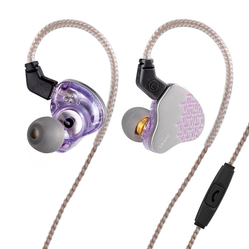 Kinboofi KBEAR Rosefinch inEar HeadphoneNoise Cancellation Earphone with AviationGrade zinc Alloy faceplate Wired Earbuds Haedphone with Detachable Cable for Singer Pale Purple with Microphone - Image 2