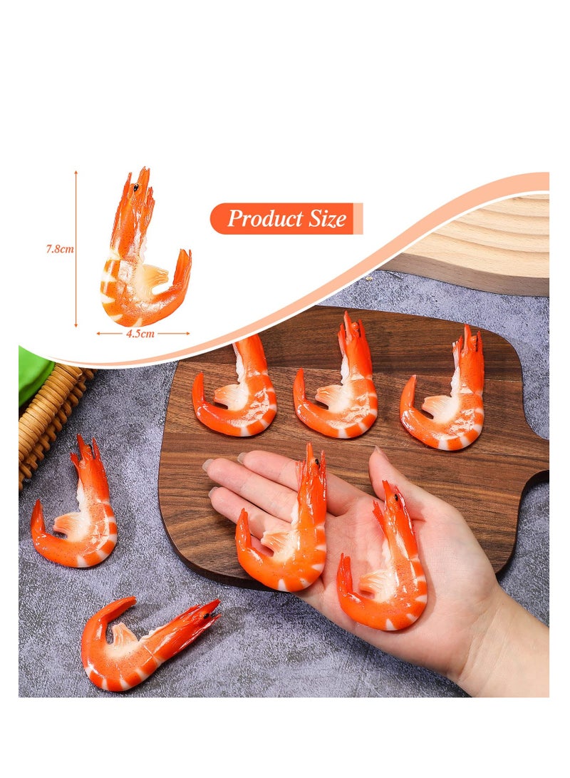 Excefore 10 Pack Artificial Shrimps Model, Red Simulated Fake Shrimps Model, Suitable for Home Kitchen Party Props Decoration  - Image 2