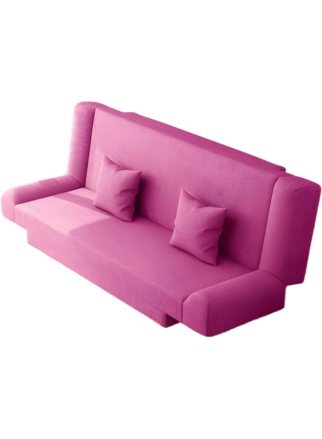 Linen Armless Convertible Sleeper Sofa Bed for Living Room - Purple - 119.88 x 55.11 x 74.94 cm