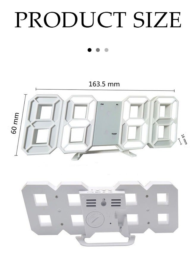 إسكدنيا 3D Digital Alarm Clock for Bedrooms, LED Display Digital Wall Clock with 12/24 Hour Date Temperature Display Dimmable Time Memory, Creative Digital Clock for Bedroom Kitchen Office - Image 4