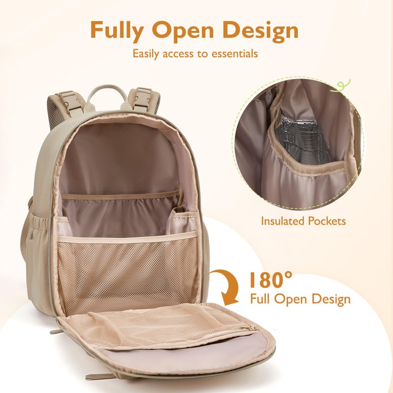 موممور mommore Neoprene Diaper Bag Backpack Small Baby Bag Travel Mini Diaper Backpack for Newborn with Insulated Pockets (Dark Pink) - Image 3