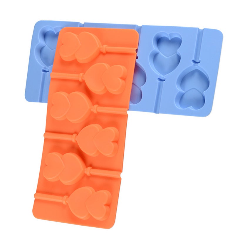 6-Capacity Chocolate Hard Candy Silicone Lollipop Molds for Halloween Christmas Parties (Random Color) - Image 5