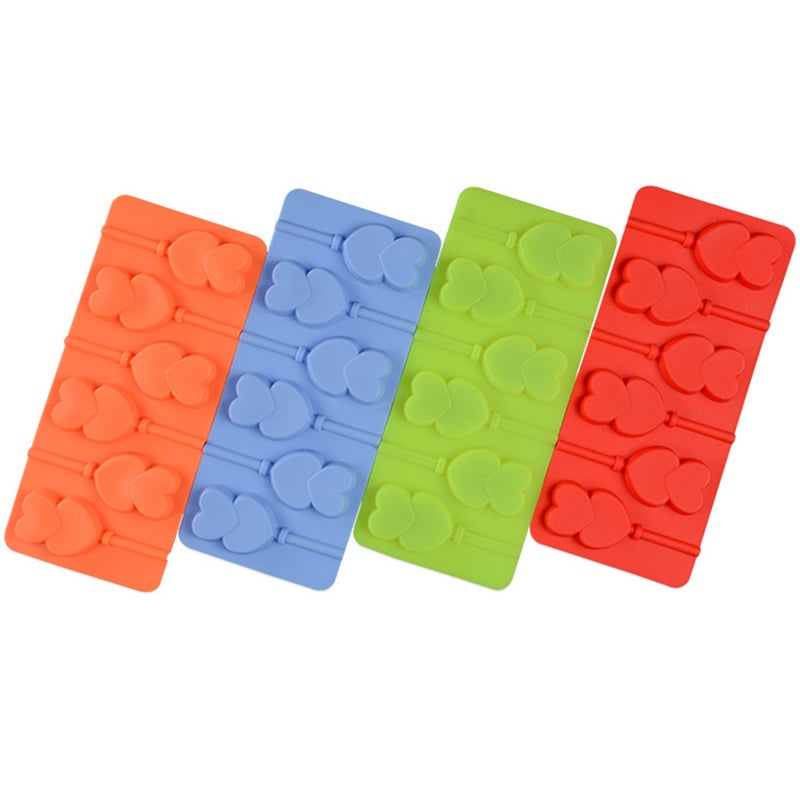 6-Capacity Chocolate Hard Candy Silicone Lollipop Molds for Halloween Christmas Parties (Random Color) - Image 1