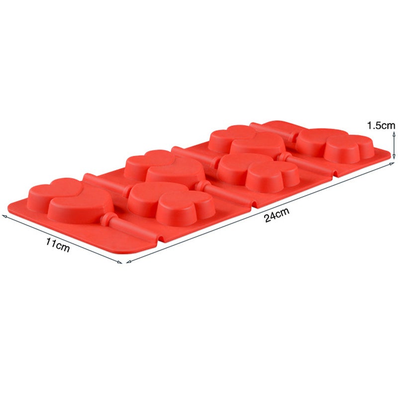 6-Capacity Chocolate Hard Candy Silicone Lollipop Molds for Halloween Christmas Parties (Random Color) - Image 2