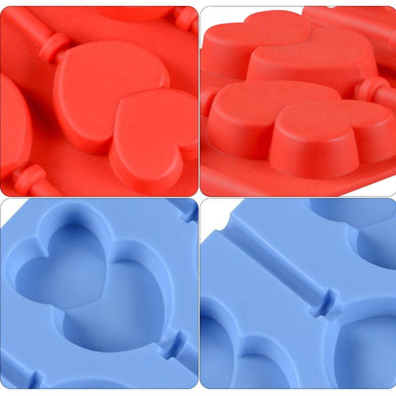 6-Capacity Chocolate Hard Candy Silicone Lollipop Molds for Halloween Christmas Parties (Random Color) - Image 3