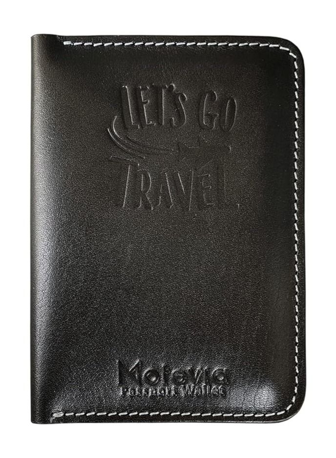 موتيفيا محفظة جواز سفر من جلد طبيعي مقاس 15×4 سم مزودة بفتحات لحفظ الكروت الذكية وتذكرة طيران من موتيفيا عصري، للكبار من الجنسين - Image 1