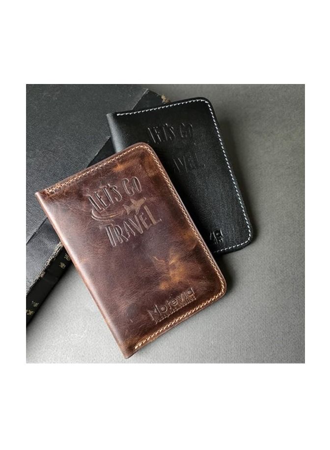 موتيفيا محفظة جواز سفر من جلد طبيعي مقاس 15×4 سم مزودة بفتحات لحفظ الكروت الذكية وتذكرة طيران من موتيفيا عصري، للكبار من الجنسين - Image 4