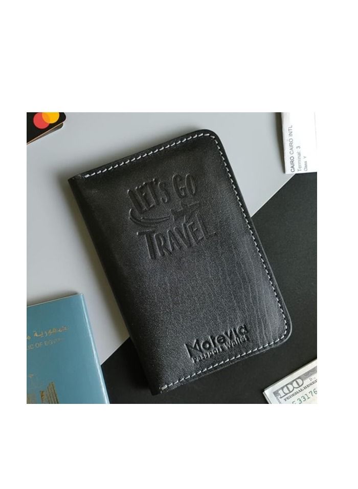 موتيفيا محفظة جواز سفر من جلد طبيعي مقاس 15×4 سم مزودة بفتحات لحفظ الكروت الذكية وتذكرة طيران من موتيفيا عصري، للكبار من الجنسين - Image 3