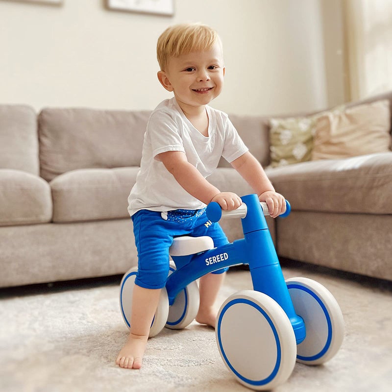SEREED Baby Balance Bike for 1 Year Old Boys Girls 12-24 Month, 4 Wheels Toddler First Bike, First Birthday Gifts (Blue New) - Image 3