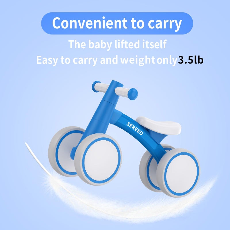 SEREED Baby Balance Bike for 1 Year Old Boys Girls 12-24 Month, 4 Wheels Toddler First Bike, First Birthday Gifts (Blue New) - Image 5