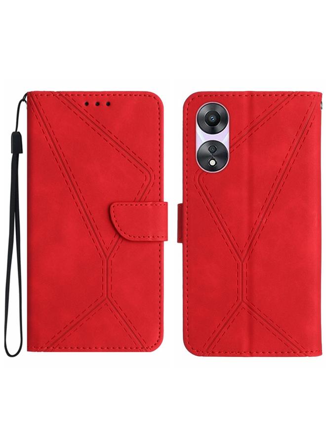 S-TOP Case For OPPO A58 4G Stitching Embossed Leather Phone Case - Image 1