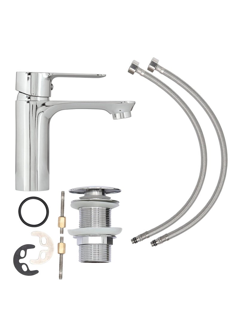 REEF Wash Basin Tap POPPY Silver with Chrome Finish – Water Tap for Bathroom Metal Sink Faucet – Sophisticated Design with Easy Intuitive Operation - Image 3