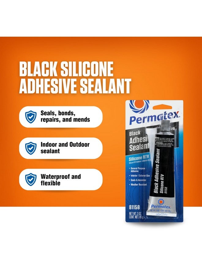 Permatex 81158 Black Silicone Adhesive Sealant, 3 oz. Tube, Pack of 1 - Image 2