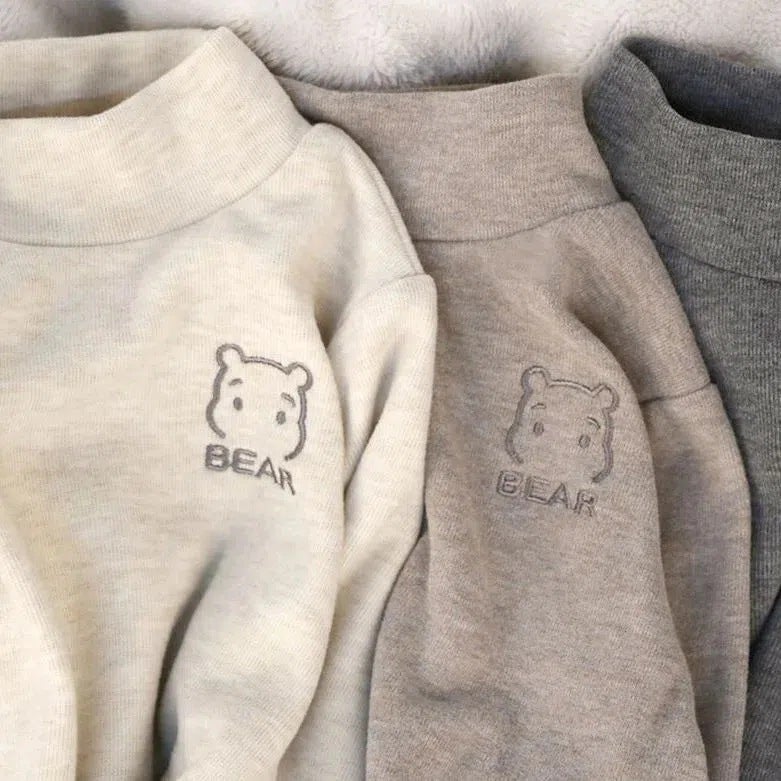 Children'S Warm Inner Jacket Wear Boys And Girls Semi-High Collar Baby T-Shirt Long Sleeve Base Shirt - Image 2