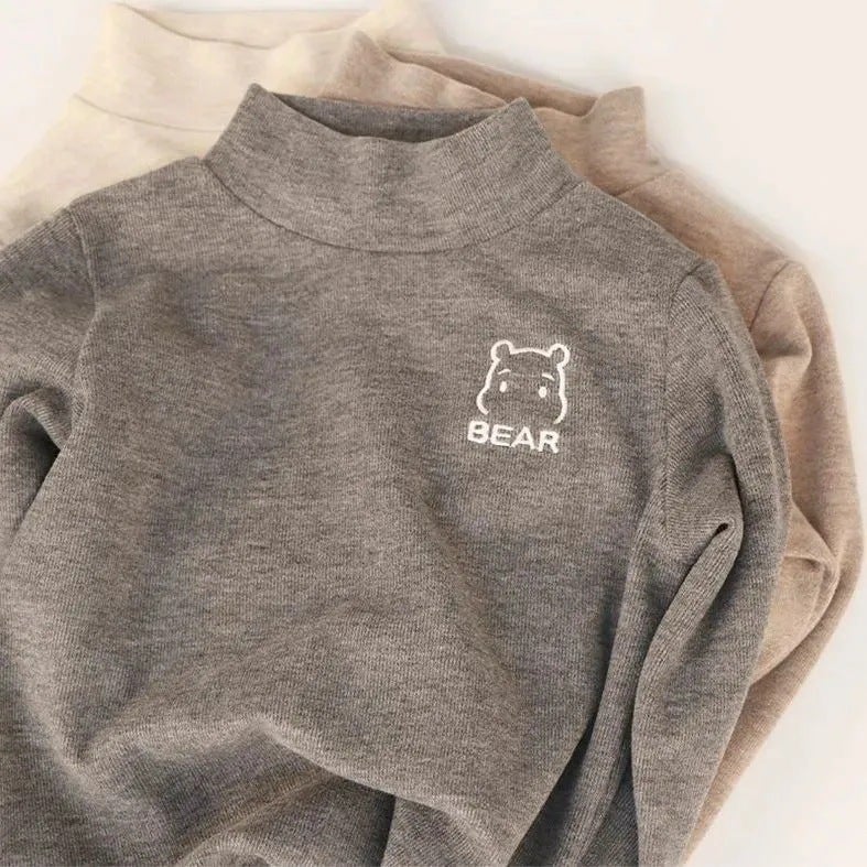 Children'S Warm Inner Jacket Wear Boys And Girls Semi-High Collar Baby T-Shirt Long Sleeve Base Shirt - Image 4