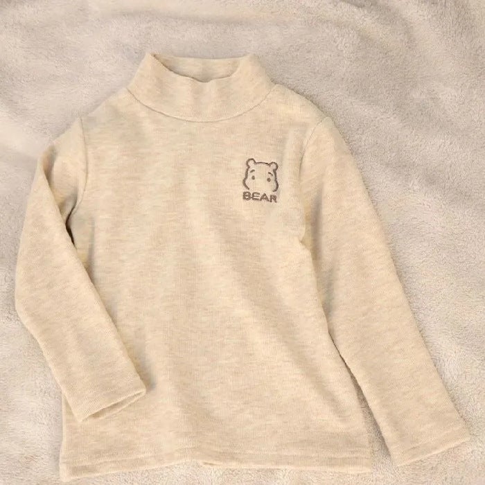 Children'S Warm Inner Jacket Wear Boys And Girls Semi-High Collar Baby T-Shirt Long Sleeve Base Shirt - Image 1