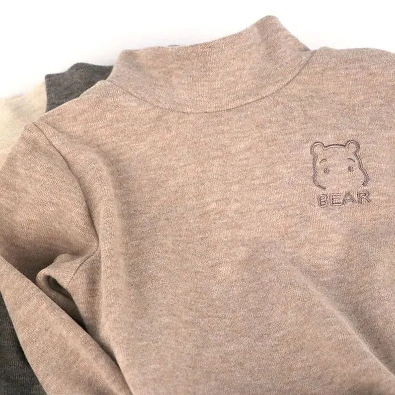 Children'S Warm Inner Jacket Wear Boys And Girls Semi-High Collar Baby T-Shirt Long Sleeve Base Shirt - Image 5