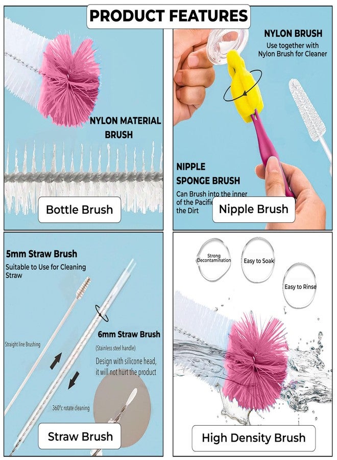 Dakos Baby Bottle Brush, Silicone Baby Bottle Brush Cleaner, Baby Bottle Cleaner Brush, Baby Milk Bottle Cleaning Brush, Nipple Cleaning Brush, Nipple Cleaning Brush,Bottle Brush Storage Box (MFP949) - Image 4