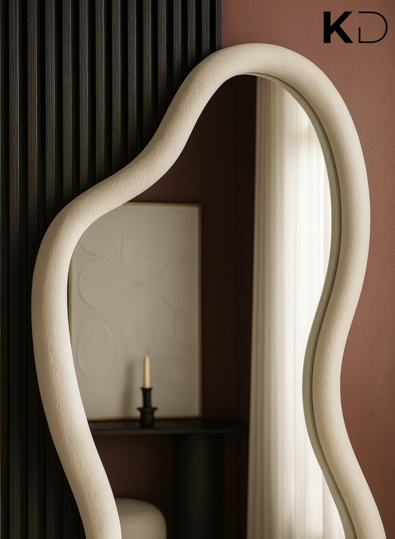 KustomDeco Wavy Full-Length Floor Cloudy Mirror | Modern Irregular Shaped Standing Mirror for Bedroom, Living Room & Dressing Area | Decorative Statement Piece For UAE - Image 4