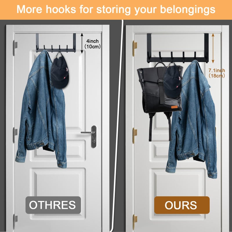 BOOMIBOO Over The Door Hooks, Sturdy Door Hanger, Towel Rack Towel Hooks for Bathroom 12 Hooks Large Over The Door for Bathroom, Bedroomï¼ŒKitchen - Image 5