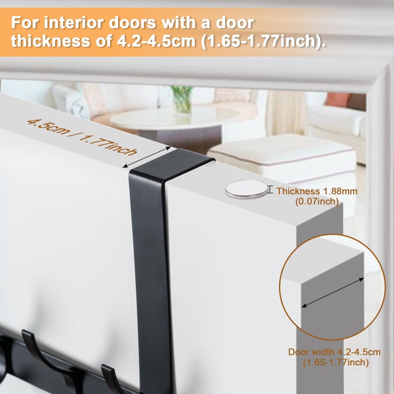 BOOMIBOO Over The Door Hooks, Sturdy Door Hanger, Towel Rack Towel Hooks for Bathroom 12 Hooks Large Over The Door for Bathroom, Bedroomï¼ŒKitchen - Image 2