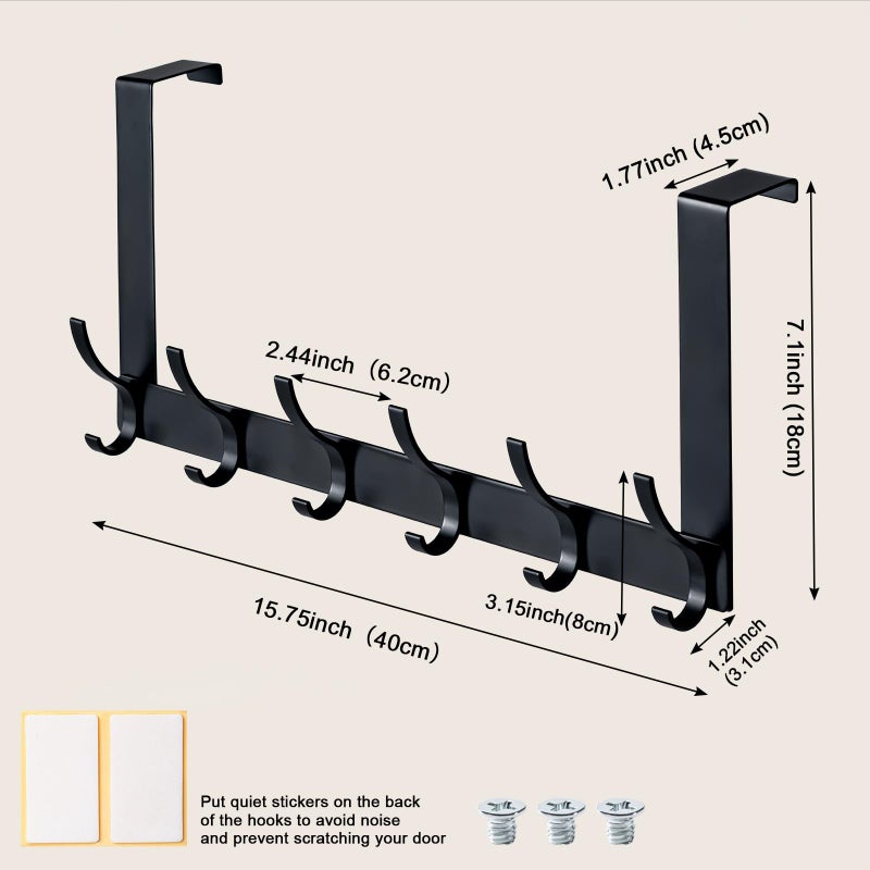 BOOMIBOO Over The Door Hooks, Sturdy Door Hanger, Towel Rack Towel Hooks for Bathroom 12 Hooks Large Over The Door for Bathroom, Bedroomï¼ŒKitchen - Image 4