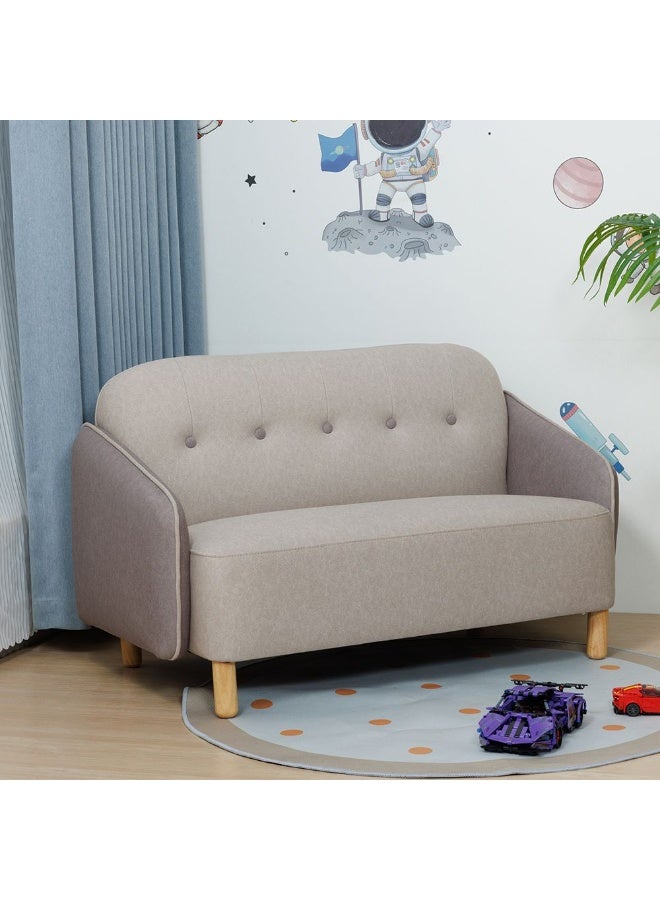DANUBE HOME Pop 2 Seater Kids Sofa | Comfortable Two Seater Chair | Sturdy Living Room Kids Furniture L100xW60xH60cm -Light Beige & Light Brown - Image 1