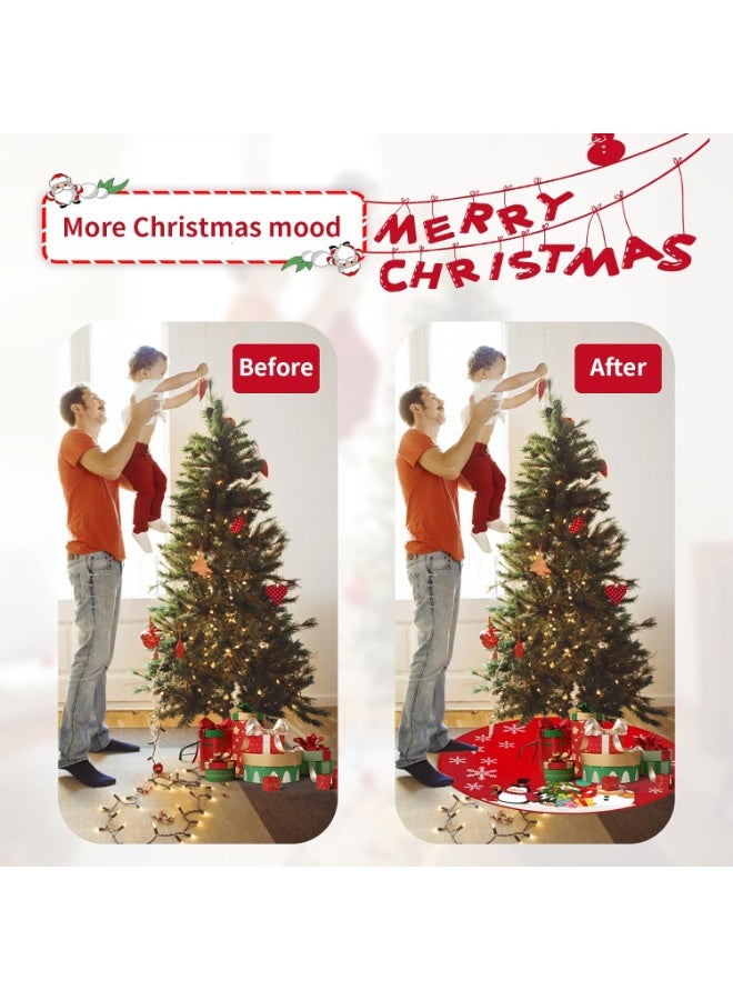 مايل ميلو تنورة شجرة الكريسماس بقطر 90 سم، سجادة شجرة مصنوعة يدويًا لتزيين قاعدة شجرة الكريسماس، مريلة لتزيين شجرة الكريسماس وزينة المنزل (النمط 1) - Image 4