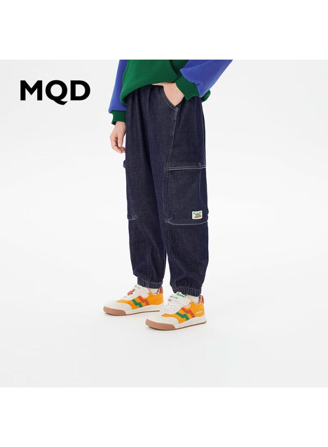 Mqd Boys' Fleece-lined Warm Jeans, New Winter Style For Older Children, Casual Long Pants, Trendy - Image 1